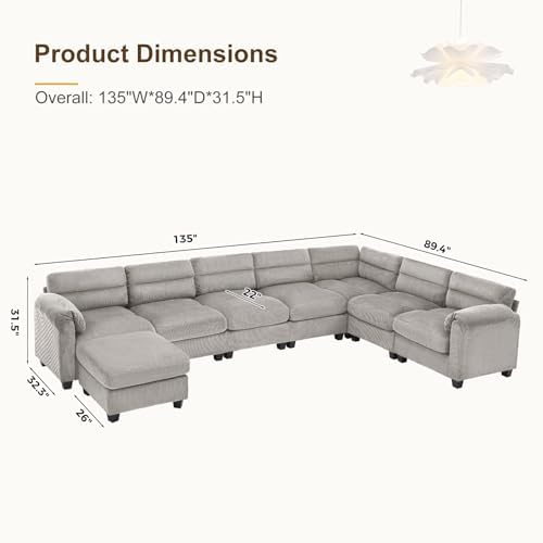 HAOMARKETS 135” Modular Sectional L Shaped Corner Sofa - Image 2