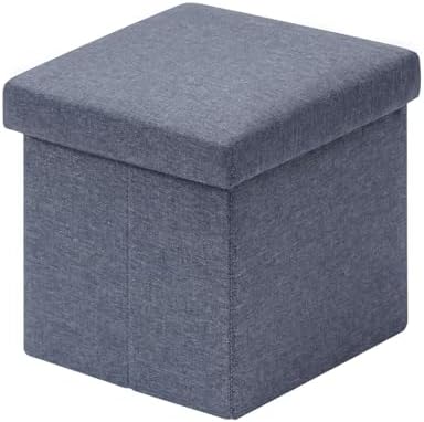 B FSOBEIIALEO Storage Ottoman Cube, 11.8" Linen Small Ottoman by BFSOBEIIALEO