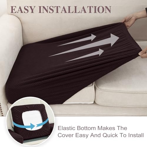 LA MEACK Couch Cushion Covers for Sectional Sofa L Shape Washable Separate Seat - Image 5