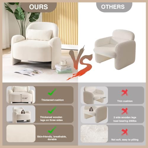 LOULENS Accent Chair Set of 2, Linen Fabric Lounge Armchair - Image 6