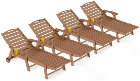 Ciokea Outdoor Lounge Chair Set of 4, All Weather Patio Chaise Lounge Chairs by CIOKEA