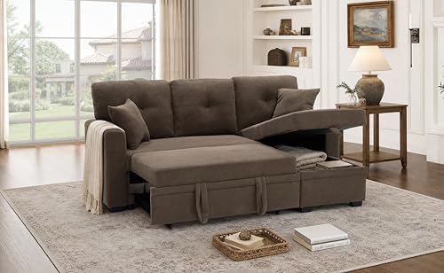 Eafurn Tufted Sectional Sleeper Sofa Pull Out Couch Bed - Image 4