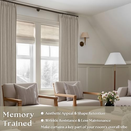 Burlywood Birch Linen Sheer Pleated Curtains 120 Inches Long 70 Inch Wide - Image 2