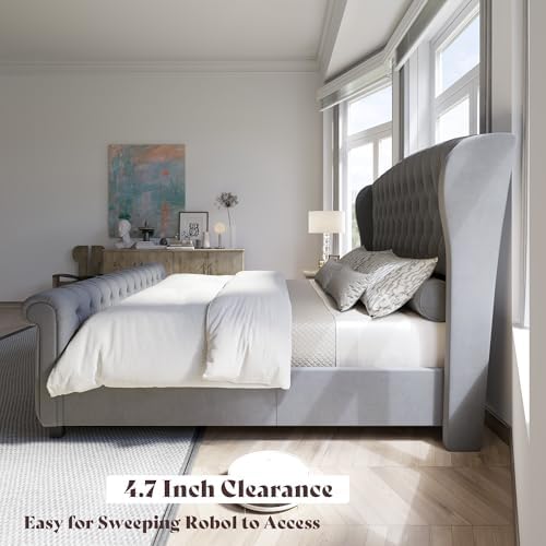 AMERLIFE California King Upholstered Sleigh Bed Frame - Image 6