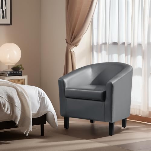 Yaheetech Accent Chairs, Faux Leather Barrel Armchairs - Image 4