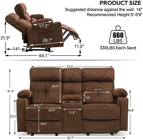 68'' RV Power Loveseat Recliner Sofa - Image 2