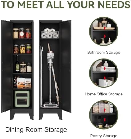 COFaR Narrow Bathroom Cabinet, Metal Farmhouse Slim Broom Storage Cabinets - Image 5
