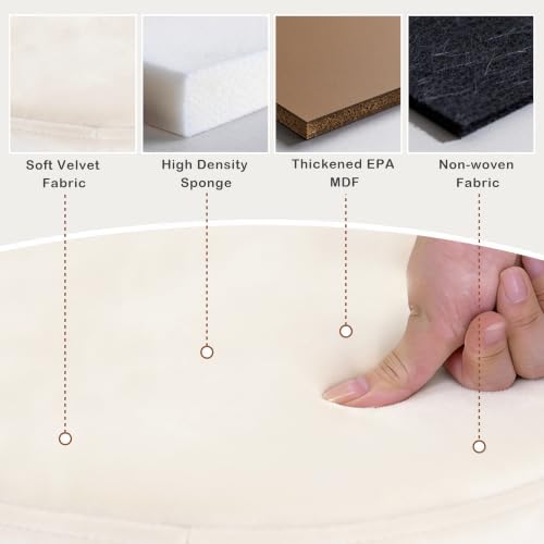 xuperbonus Small Ottoman with Storage, Folding Round Ottoman with Gold Trim - Image 5