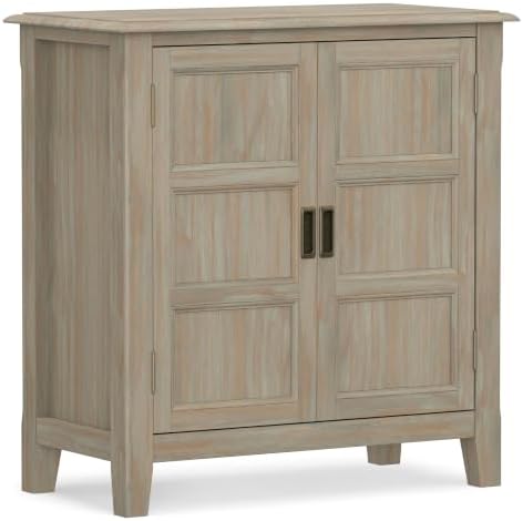 SIMPLIHOME Burlington 30" Wide Solid Wood Cabinet in Distressed Grey by SimpliHome