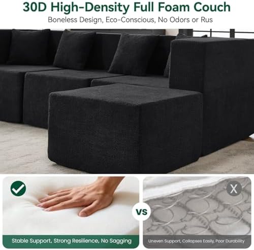 MONVANE Oversized U-Shaped 8 Seat Modular Sectional Sofa, Jet Black - Image 4