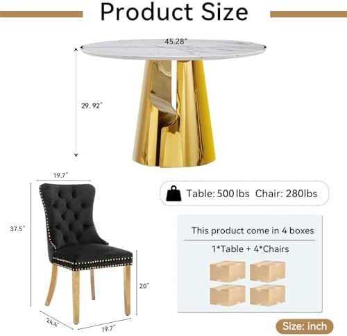 45” Round Dining Table Set For 4, Kitchen Table - Image 6