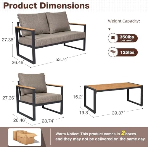 4 Pieces Metal Patio Furniture Set - Image 2
