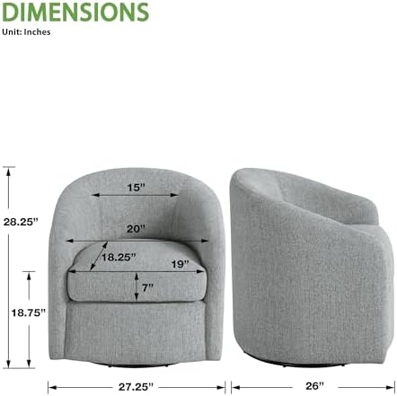 OSP Home Furnishings Bella Coastal Upholstered Barrel Swivel Chair, Dove Grey - Image 3