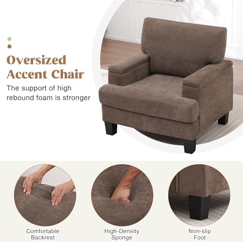 Accent Chairs Set of 2 with Storage Armrest, Fabric Modern Upholstered Reading - Image 6