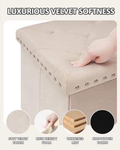 PINPLUS Folding Storage Ottoman Bench - Image 3