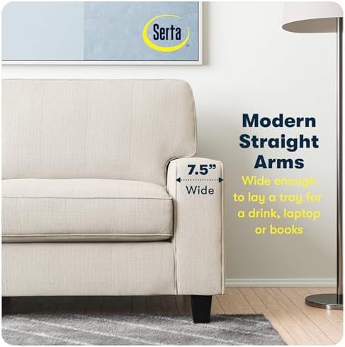 Serta Palisades 61" Track Arm Sofa, Easy Care Polyester, Soft Pillow Back - Image 6