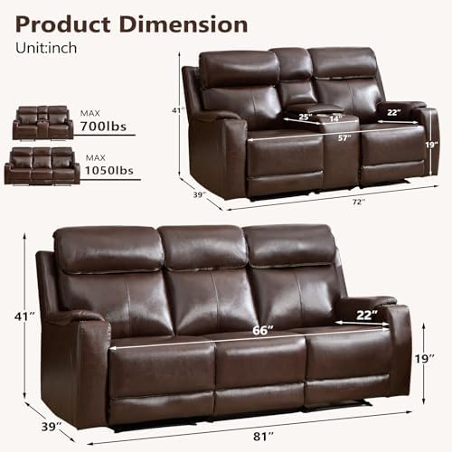 HAOMARKETS 2-Piece Top Grain Leather Electric Reclining Sofa Set - Image 2