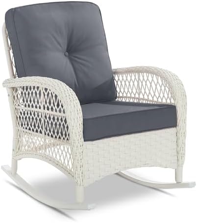 VIVIJASON Outdoor Wicker Rocking Chair, Patio Rattan Rocker Chair by VIVIJASON