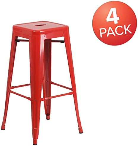 Flash Furniture 30 in Metal Indoor/Outdoor Backless Barstool - Image 4