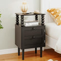 Nightstand with Storage Drawer and Open Wood Shelf, Solid Wood Legs by Unknown