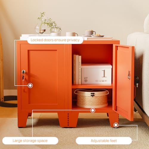 ALBAD Metal Nightstand with Lockable Cabinet - Image 5