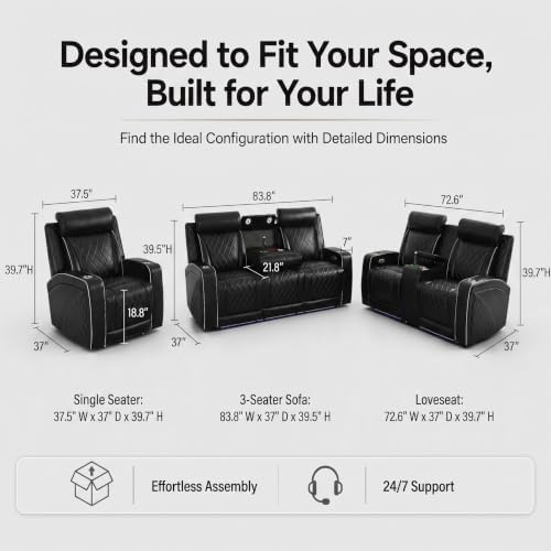 Leather Power Recliner Sofa Set - Image 2