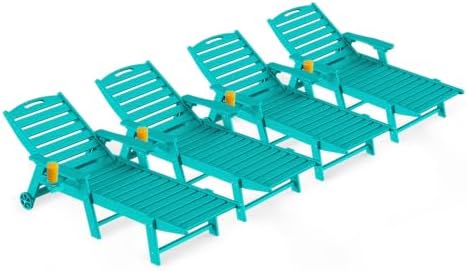 Ciokea Outdoor Lounge Chair Set of 4, All Weather Patio Chaise Lounge Chair by CIOKEA