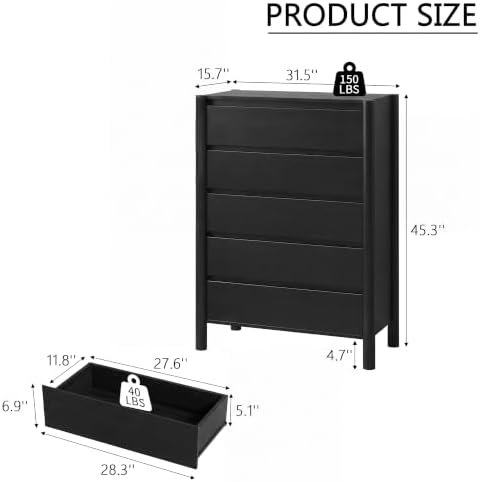 HOUROM Black Dresser for Bedroom - Image 2