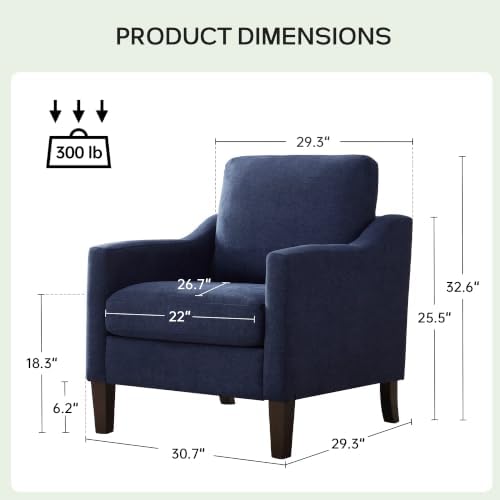 VKNOW Accent Chairs Set of 2, Modern Upholstered Armchairs - Image 2