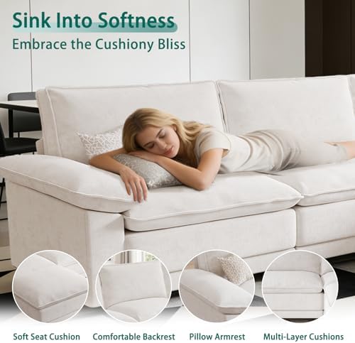 140" Modular Sectional Couch, U Shaped Cloud Sofa - Image 4