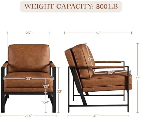 Yaheetech Mid-Century Accent Chair, Modern Armchair, Light Brown - Image 3