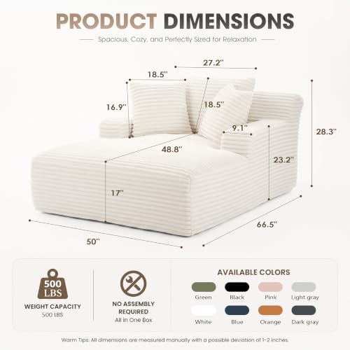 67" Chaise Lounge Chair Indoor, Upholstered Reading Chair Oversized Boneless - Image 2
