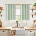 YoungsTex Sage Green Linen Kitchen Window Curtains 36 Inch Length 2 Panels by YoungsTex