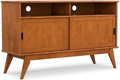 SIMPLIHOME Draper 54" Wide Solid Wood TV Stand in Teak Brown by SimpliHome