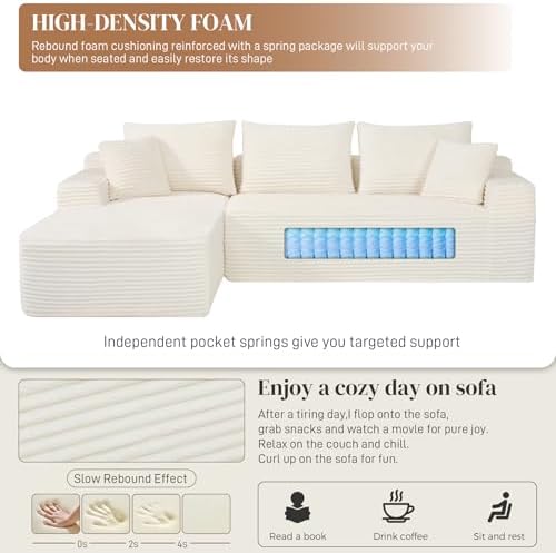 108" L Shaped Cloud Boneless Sectional Couches - Image 4