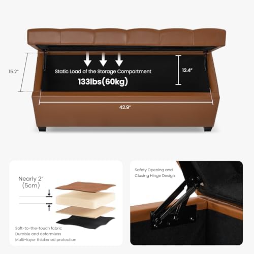 Living&Giving Leather Storage Ottoman Bench - Image 5