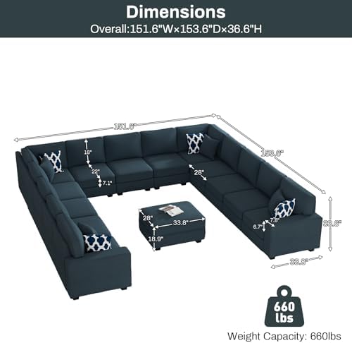 Legend Vansen Oversized Modular Sectional Sofa, U/L‑Shaped Reversible Couch - Image 2