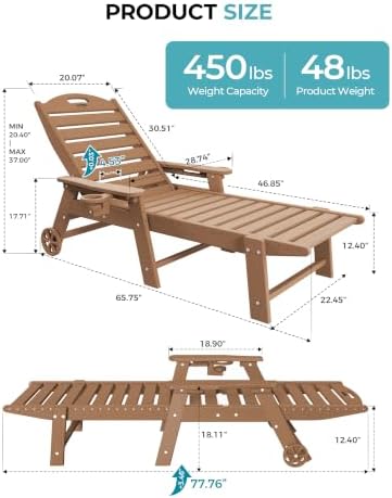 Ciokea Outdoor Lounge Chair Set of 4, All Weather Patio Chaise Lounge Chairs - Image 2