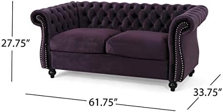 Merax Velvet Loveseat Sofa Couch, Tufted Upholstered Small Love Seat Couch - Image 2