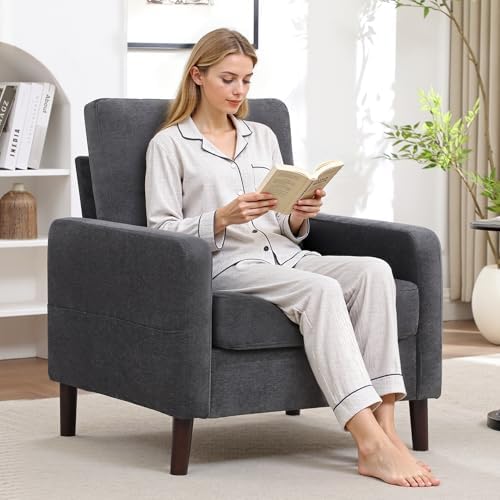 Accent Chair Set of 2, Upholstered Living Room Chairs - Image 3