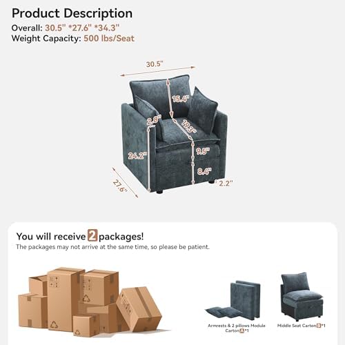 30" Cloud Modular Single Sofa Chair - Image 2
