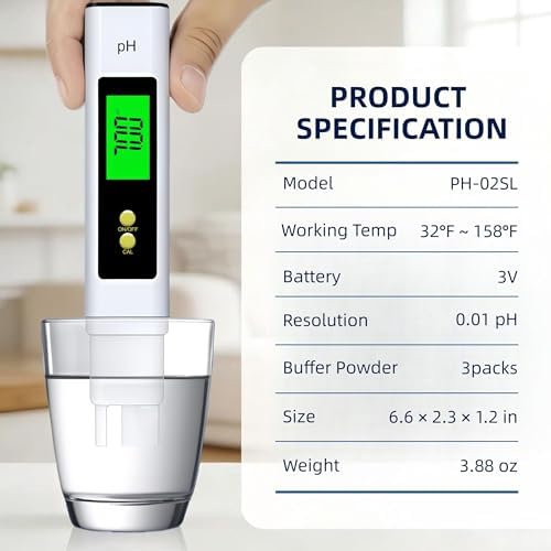 Digital pH Meter for Water, 0.01 High Accuracy pH Tester Pen, Portable Water - Image 3