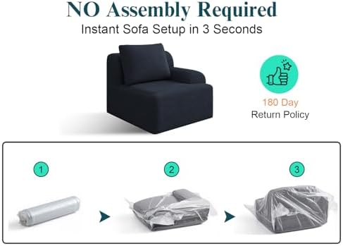 147" Boneless Couches for Living Room Oversized U-Shaped Blue-Grey - Image 6