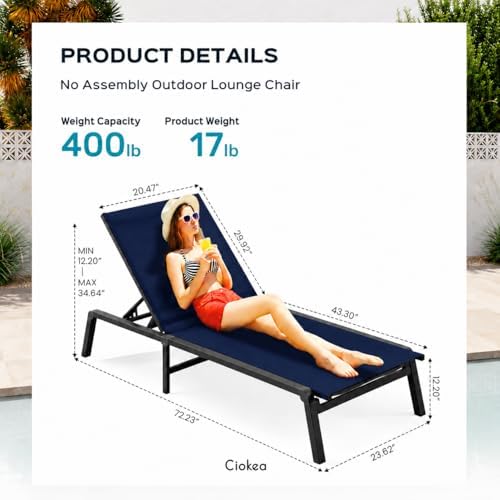 Ciokea Aluminum Foldable Lounge Chairs Set of 2 - Image 2