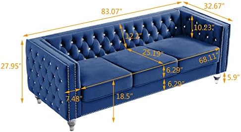 mikibama Velvet 3 Seater Sofa Couch - Image 3