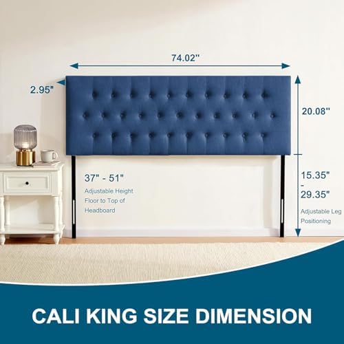 Upholstered Headboard California King, Adjustable Height 37''- 51'' - Image 2