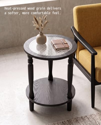 Matte Black Round 2‑Tier Mid‑Century Modern End Table - Image 6