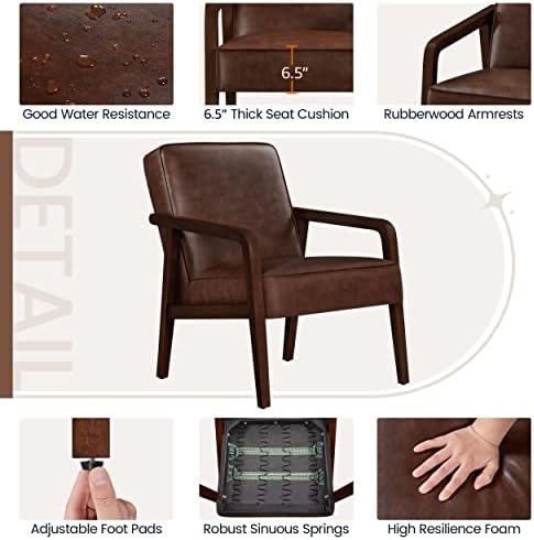 Yaheetech Accent Chair, Mid-Century Modern Vibe, Dark Brown - Image 6