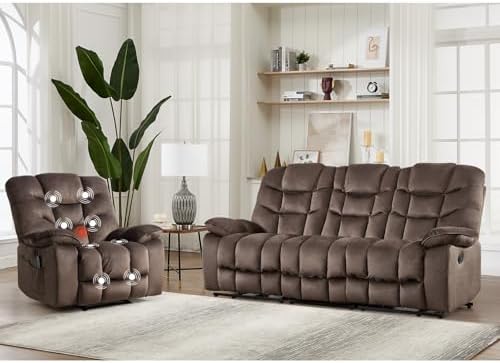 HAOMARKETS 2-Piece Recliner Sofa Couch Set, Include Single Power Electric by HAOMARKETS