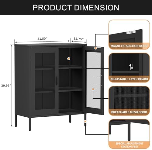 Ustamio Black Metal Storage Cabinet - Image 2